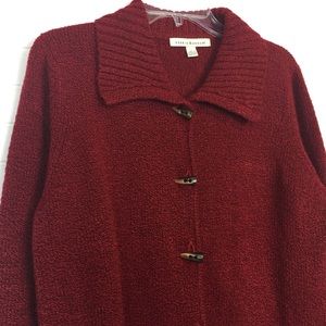 Debbie Morgan Red Black Flecked Sweater size L